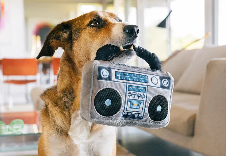 Retro Boombox Plush Dog Toy